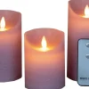 Anna's Collection LED Kerzen Set Dinu lila D 7,5 H 10 / 12,5 / 15 cm 3 St.