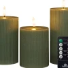 Anna's Collection LED Kerzen Set Riba grün D 7,5 H 10 / 12,5 / 15 cm 3 St.