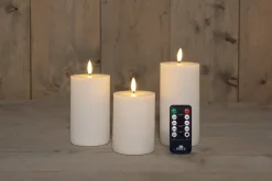 Anna's Collection LED Kerzen Set Riba weiß D 7,5 H 10 / 12,5 / 15 cm 3 St.