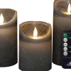 Anna's Collection LED Kerzen Set Dinu grau D 7,5 H 10 / 12,5 / 15 cm 3 St.