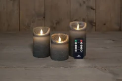 Anna's Collection LED Kerzen Set Dinu grau D 7,5 H 10 / 12,5 / 15 cm 3 St.