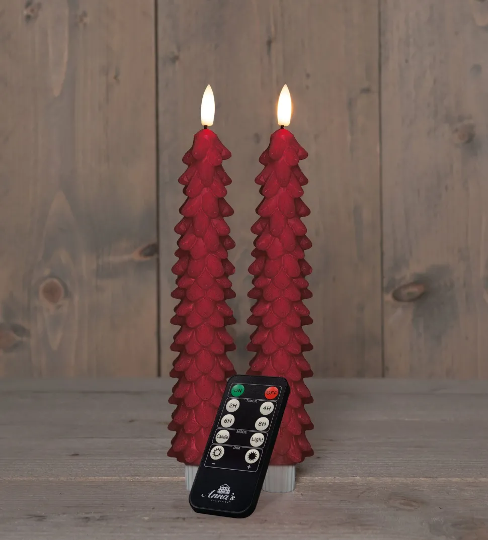 Anna's Collection LED Stabkerze Rambu bordeaux D 2,2 H 23 cm