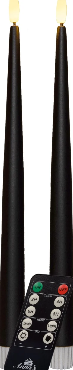 Anna's Collection LED Stabkerze Mino schwarz D 3 H 30 cm 2 St.