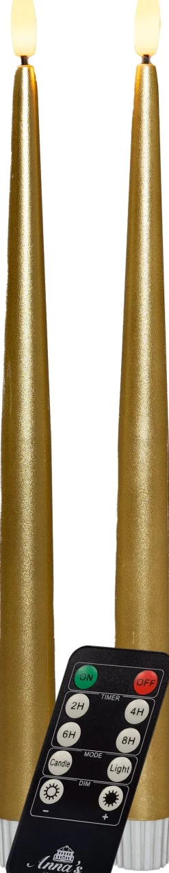 Anna's Collection LED Stabkerze mit Timer gold D 2,2 H 30 cm 2 St.