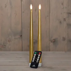 Anna's Collection LED Stabkerze mit Timer gold D 2,2 H 30 cm 2 St.