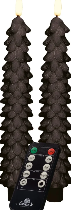 Anna's Collection LED Stabkerze Rambu schwarz D 2,2 H 23 cm