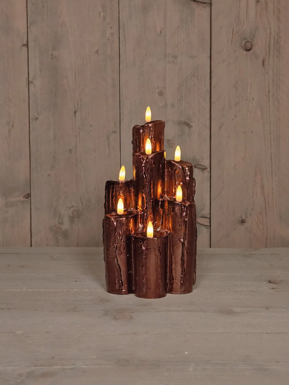 Anna's Collection LED Stumpenkerze bronze 15 x 15 x 25 cm