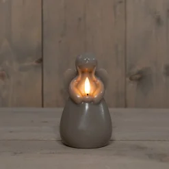 Anna's Collection LED Stumpenkerze Ange taupe D 8 H 14,5 cm