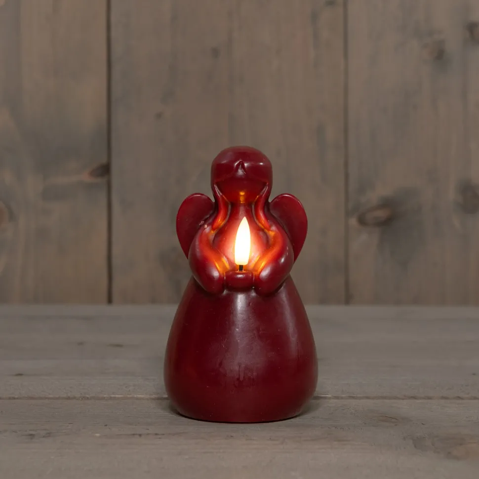 Anna's Collection LED Stumpenkerze Ange bordeaux D 8 H 14,5 cm