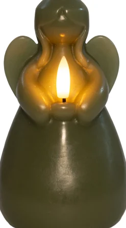 Anna's Collection LED Stumpenkerze Ange grün D 8 H 14,5 cm