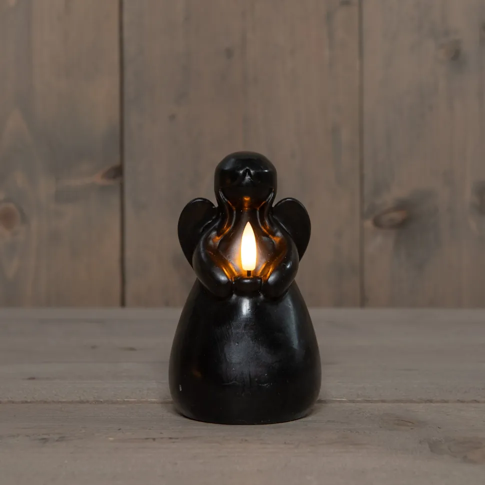 Anna's Collection LED Stumpenkerze Ange schwarz D 8 H 14,5 cm