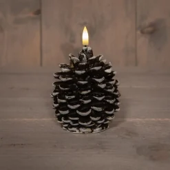 Anna's Collection LED Stumpenkerze Podo Tannenzapfen braun D 12 H 10 cm