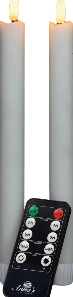 Anna's Collection LED Tafelkerze weiß mit Fernbedienung D 2,5 H 23 cm 2 St.