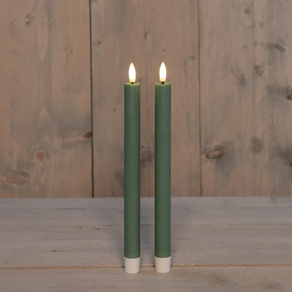 Anna's Collection LED Tafelkerze Larni grün D 2,1 H 25 cm 2 St.