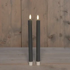 Anna's Collection LED Tafelkerze Larni taupe D 2,1 H 25 cm 2 St.