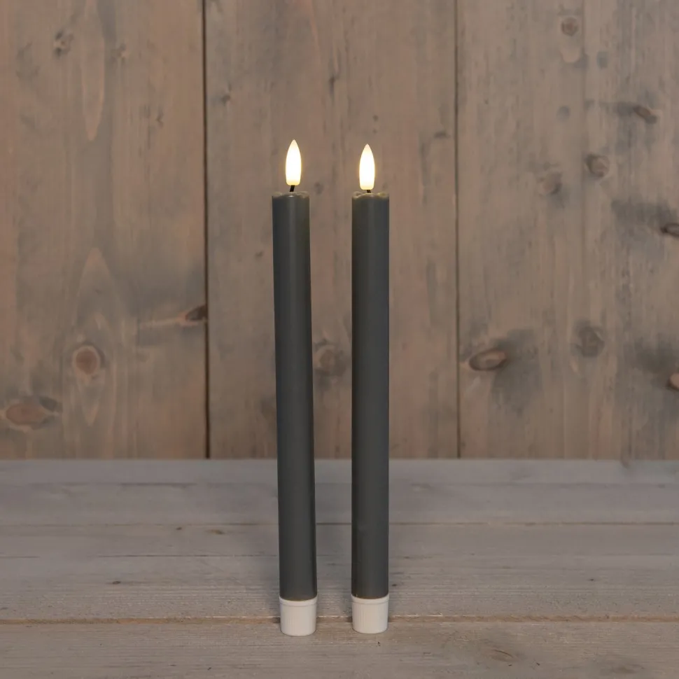 Anna's Collection LED Tafelkerze Larni taupe D 2,1 H 25 cm 2 St.