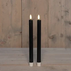 Anna's Collection LED Tafelkerze Larni schwarz D 2,1 H 25 cm 2 St.