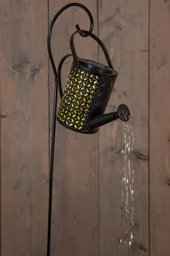 Anna's Collection solar Gartenstecker Gießkanne schwarz 23,5 x 10 x 84 cm