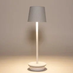 Anna's Collection Tischlampe Ribbel weiß D 9 H 27 cm