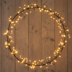 Anna's Collection Weihnachtskranz schwarz mit 156 extra warmen Lichtern D 52 H 5 cm