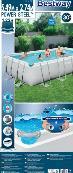 Bestway Stahlrahmen-Pool Power Steel rechteckig 549 x 274 x 122 cm