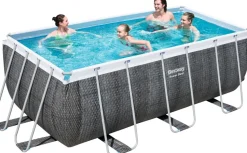Bestway Stahlrahmen-Pool Power Steel Rattan-Look rechteckig 412 x 201 x 122 cm