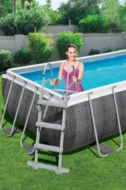 Bestway Stahlrahmen-Pool Power Steel Rattan-Look rechteckig 404 x 201 x 100 cm