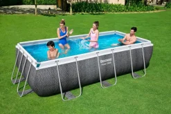 Bestway Stahlrahmen-Pool Power Steel Rattan-Look rechteckig 404 x 201 x 100 cm