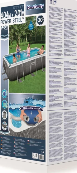 Bestway Stahlrahmen-Pool Power Steel Rattan-Look rechteckig 404 x 201 x 100 cm