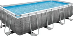 Bestway Stahlrahmen-Pool Power Steel Rattan-Look rechteckig 488 x 244 x 122 cm