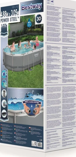 Bestway Stahlrahmen-Pool Power Steel oval 488 x 305 x 107 cm