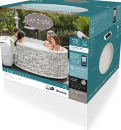 Bestway Whirlpool aufblasbar Lay-Z-Spa Vancouver plus rund grau D 155 H 60 cm