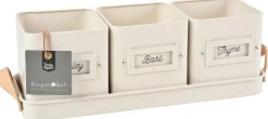 Burgon & Ball Kräutertöpfe auf Tablett creme 41 x 12 x 13,5 cm