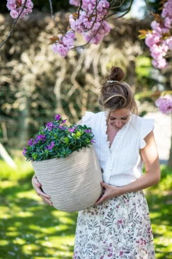 Capi Europe Blumentopf Waste Rib beige D 43 H 41 cm