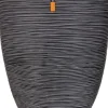 Capi Nature Rib Blumentopf oval 33 x 15 x 36 cm schwarz gerippt