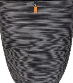 Capi Nature Rib Blumentopf oval 33 x 15 x 36 cm schwarz gerippt