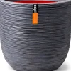 Capi Nature Rib Blumentopf D 35 H 34 cm schwarz gerippt