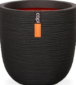 Capi Nature Rib Blumentopf D 35 cm H 34 cm schwarz gerippt