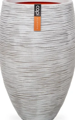 Capi Nature Rib Pflanzkübel hoch D 45 H 72 cm creme