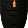 Capi Nature Rib Pflanzkübel Vase hoch D 36 cm H 47 cm schwarz gerippt