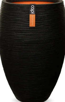 Capi Nature Rib Pflanzkübel hoch D 45 H 72 cm schwarz