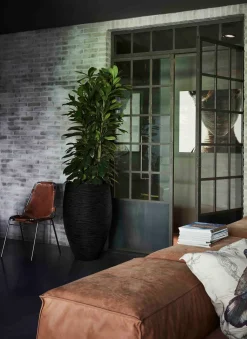 Capi Nature Rib Pflanzkübel hoch D 45 H 72 cm schwarz