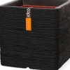 Capi Nature Rib Pflanzkübel quadratisch 30 x 30 x 30 cm schwarz gerippt