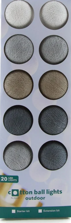 Cotton Ball Lights Lichterkette Shadow Starterset grau / weiß 7,4 m mit 20 Lampen
