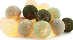 Cotton Ball Lights Lichterkette Frog Starterset creme / grün 7,4 m mit 20 Lampen