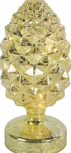 Countryfield Tischlampe Tannenzapfen Vardan gelb / gold 8 LEDs warmweiß D 10 H 21,5 cm