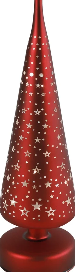 Countryfield Weihnachtsdeko Baum beleuchtet Bomont rot 8 LEDs warmweiß 9 x 9 x 30 cm