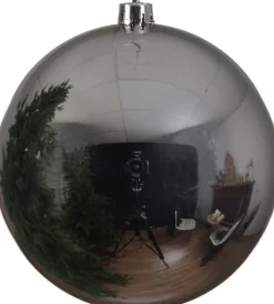 Decoris Große Weihnachtskugel silber D 20 cm