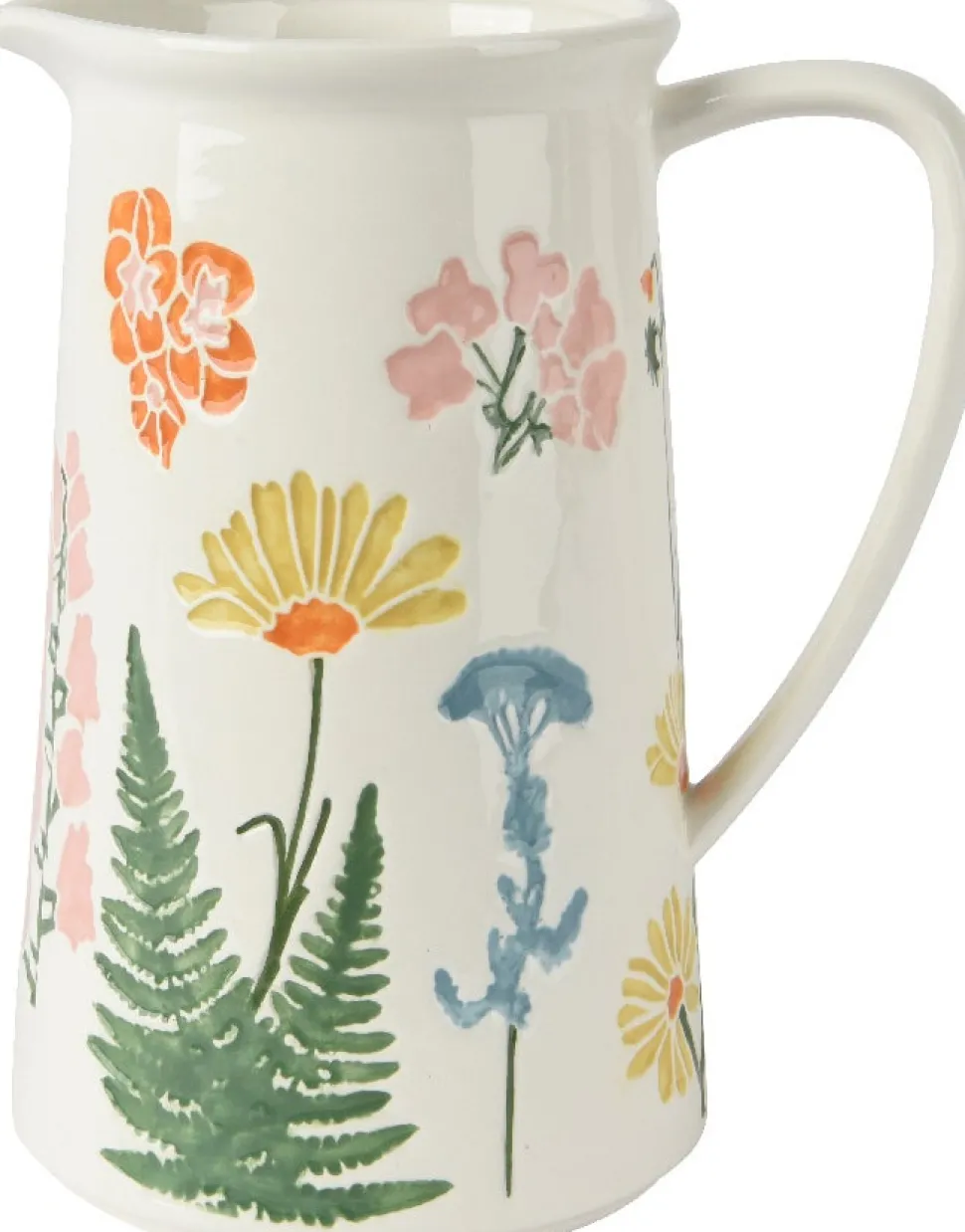 Decoris Krug weiß mit Blumen 20 x 14 x 24 cm