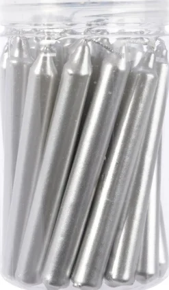 Decoris Stabkerzen silber D 1,3 H 10,5 cm 22 St.